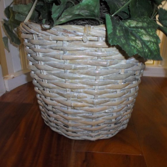 Fabric Foliage Arrangement in a Basket Planter - Picture 7 of 8